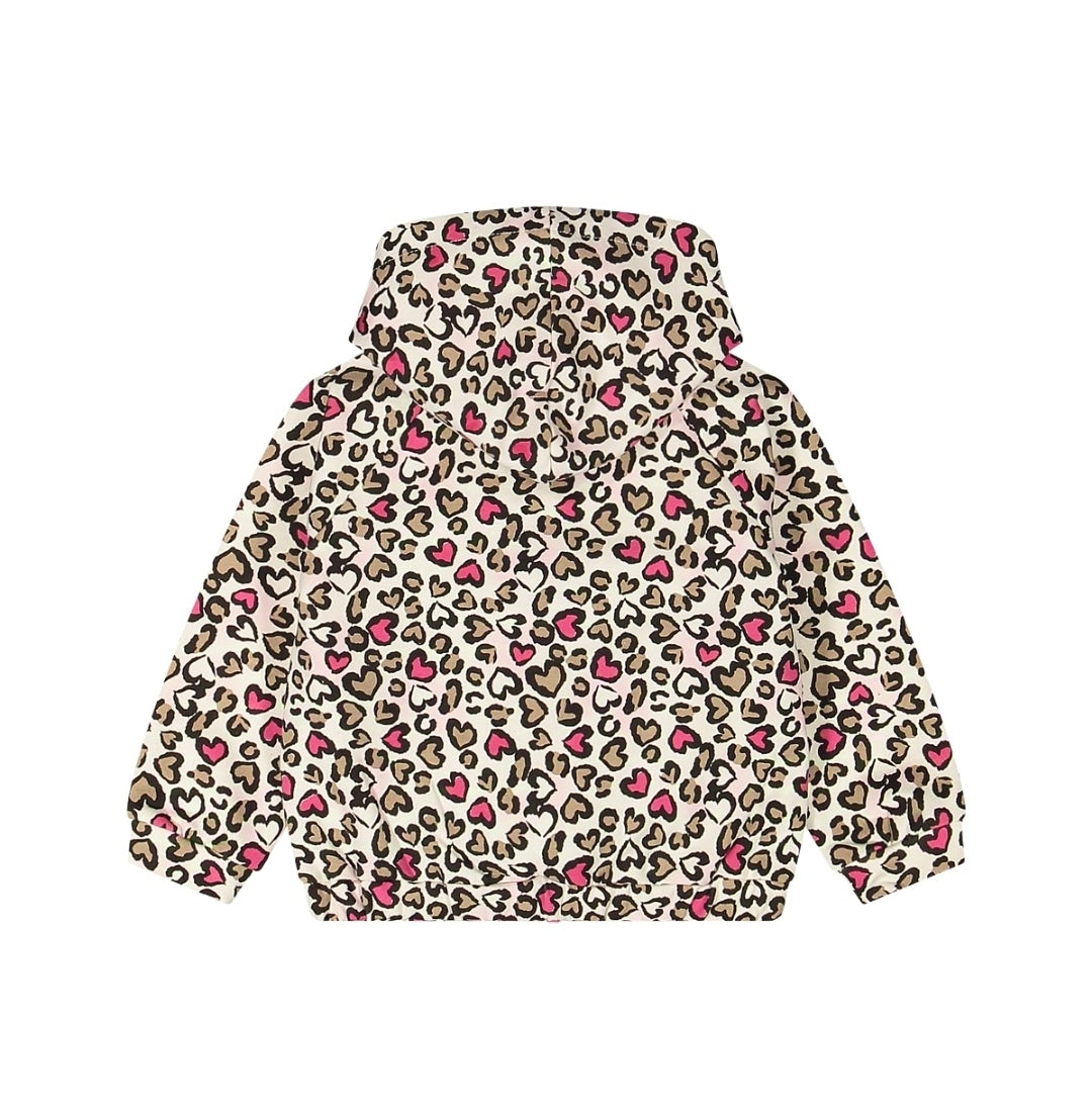 Felpa full zip con cappuccio maculata per baby girl