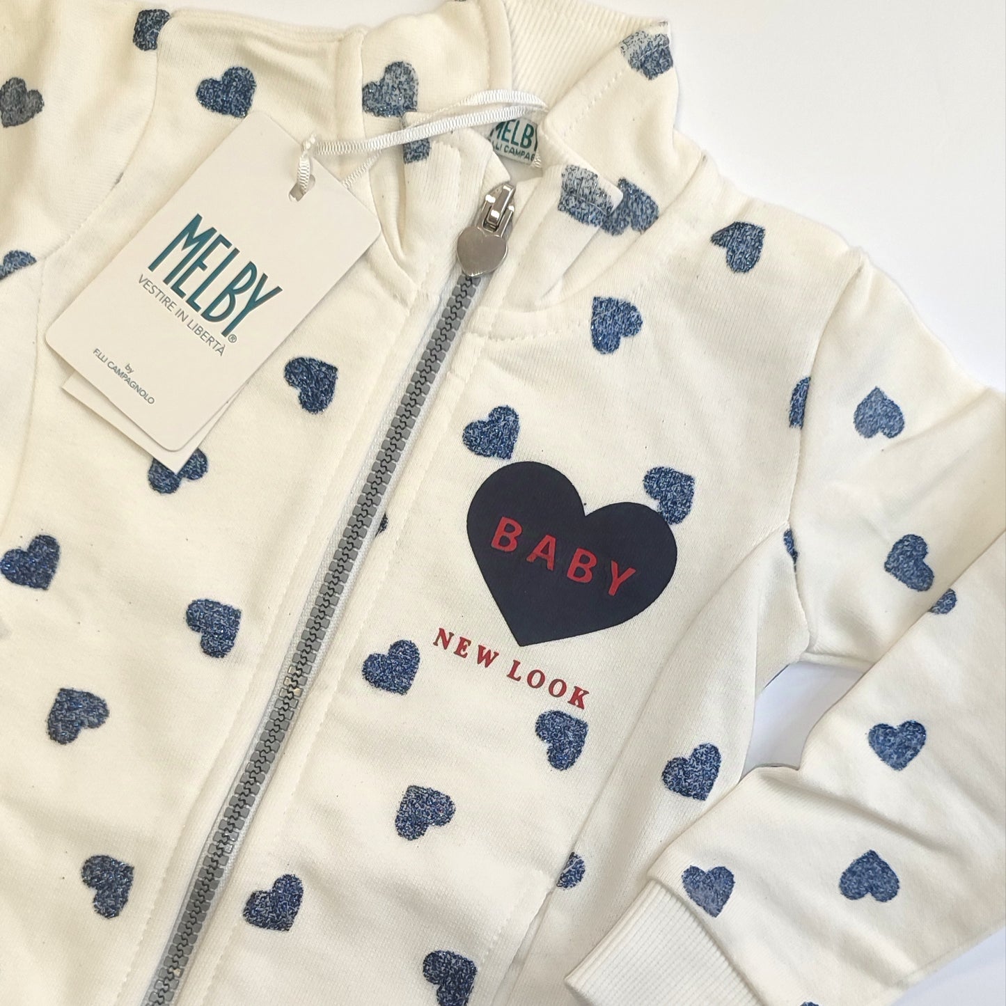Felpa girocollo in caldo cotone con zip