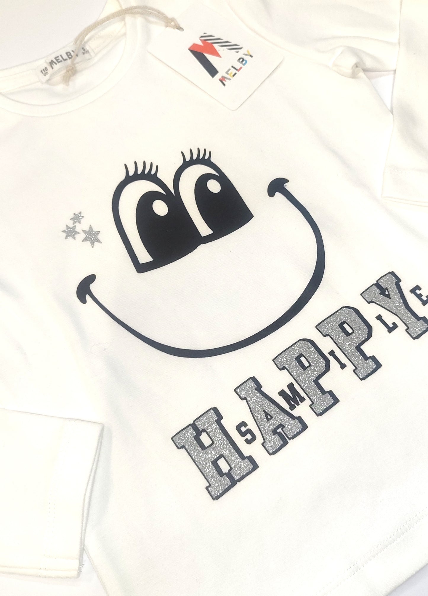 T-shirt Happy manica lunga in caldo cotone