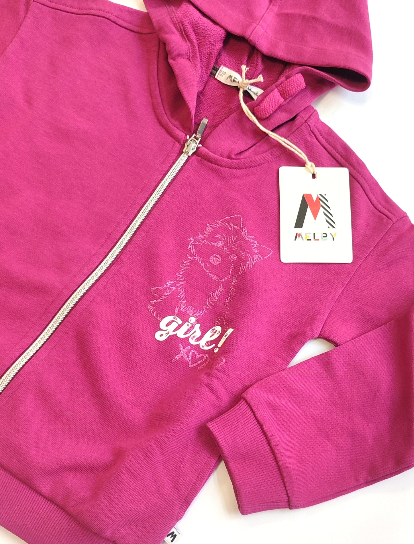 Felpa in cotone con zip e cappuccio