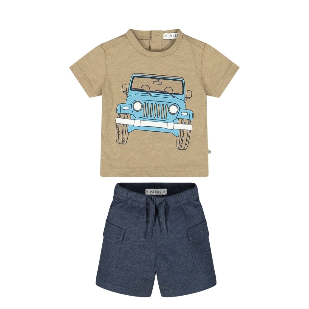 Completo con stampa jeep per neonato