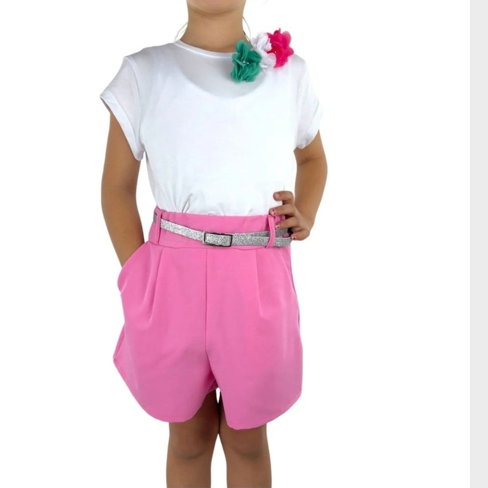 Short con cintura per bambina