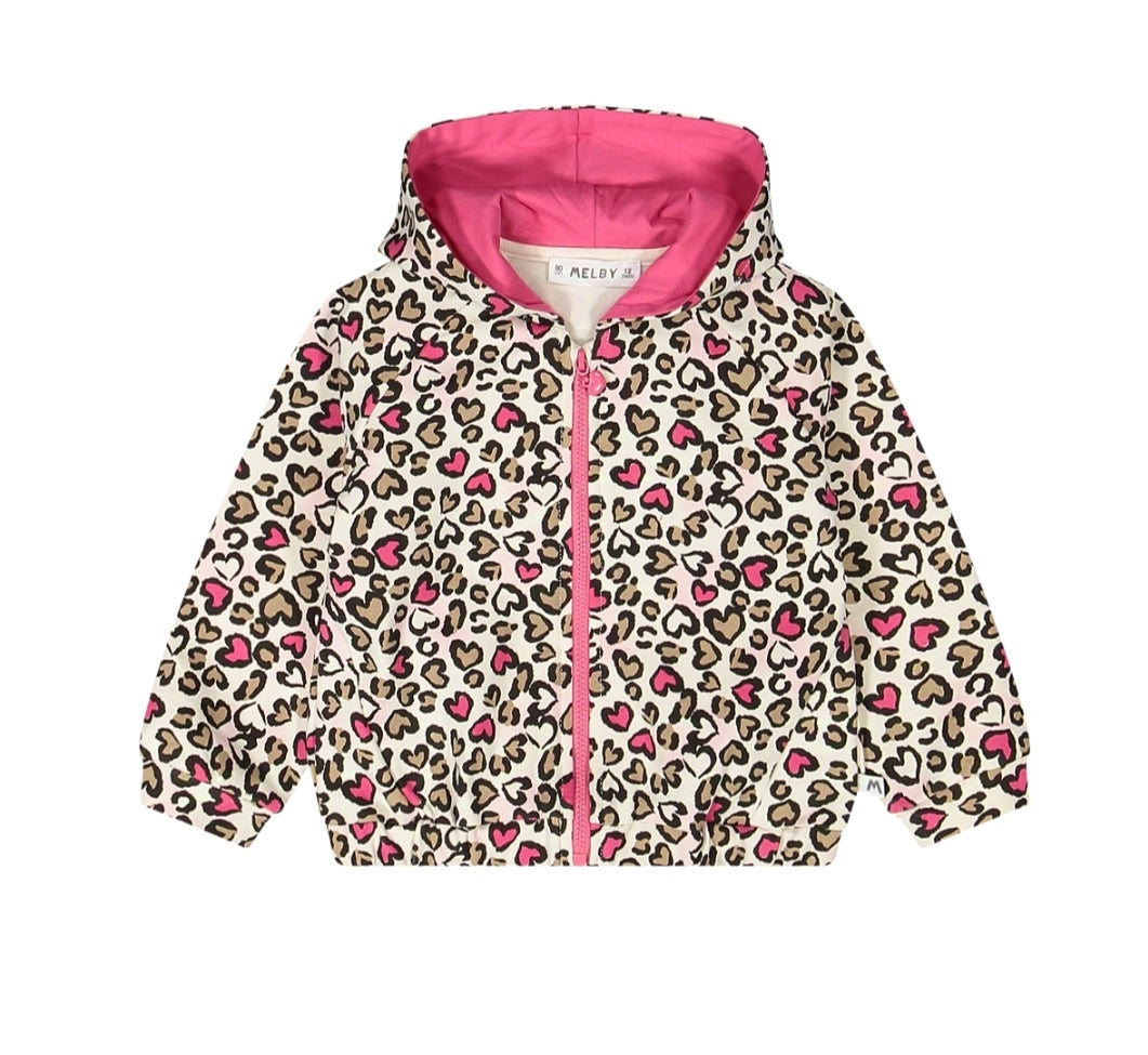 Felpa full zip con cappuccio maculata per baby girl