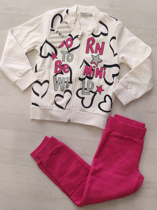Completo tuta con felpa e pantalone in cotone felpato