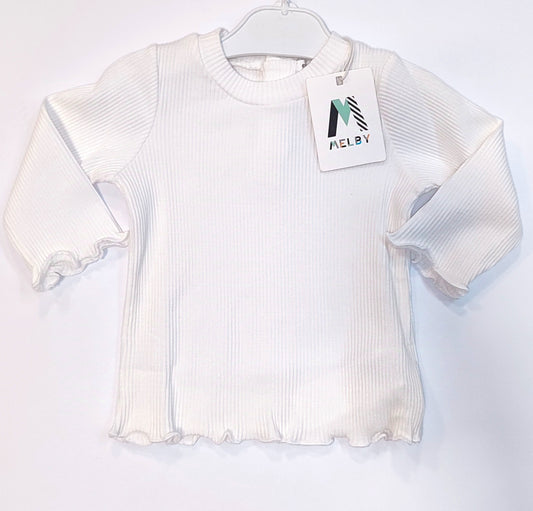 T-shirt manica lunga a costine in cotone