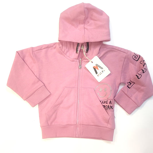 Felpa in cotone felpato con zip e cappuccio