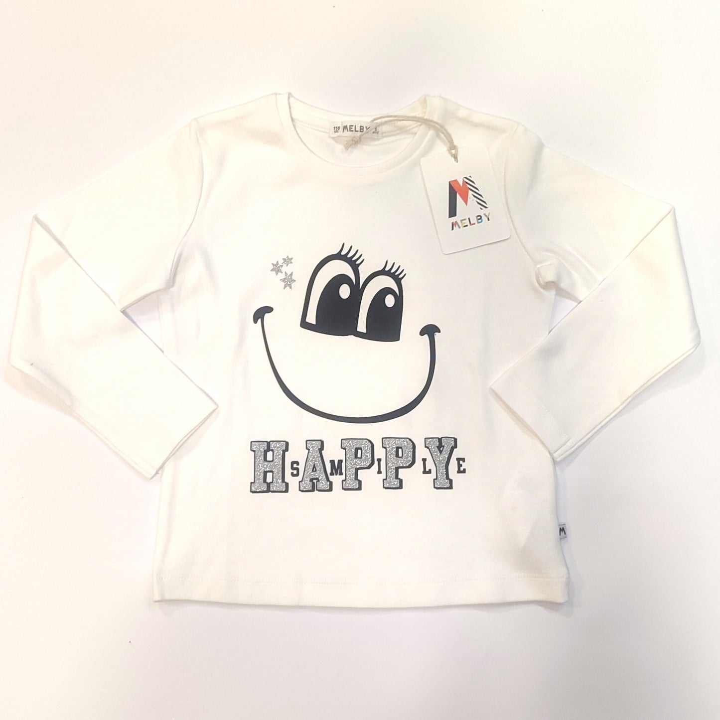 T-shirt Happy manica lunga in caldo cotone