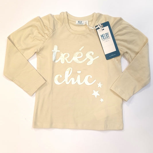 T-shirt manica lunga in cotone con spalle arriciate