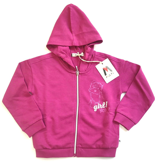 Felpa in cotone con zip e cappuccio
