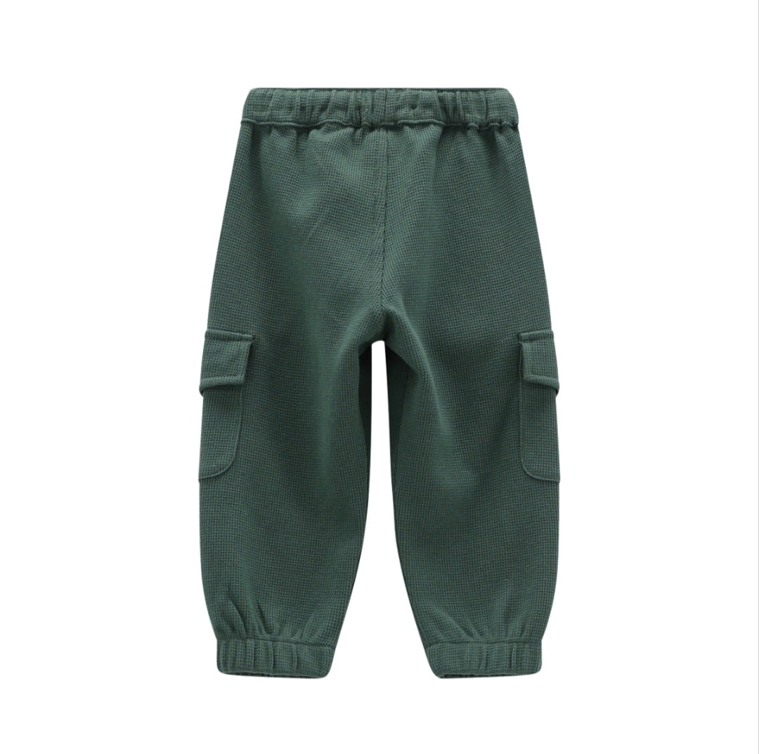 Pantalone jogger in felpa waffle per bimbo