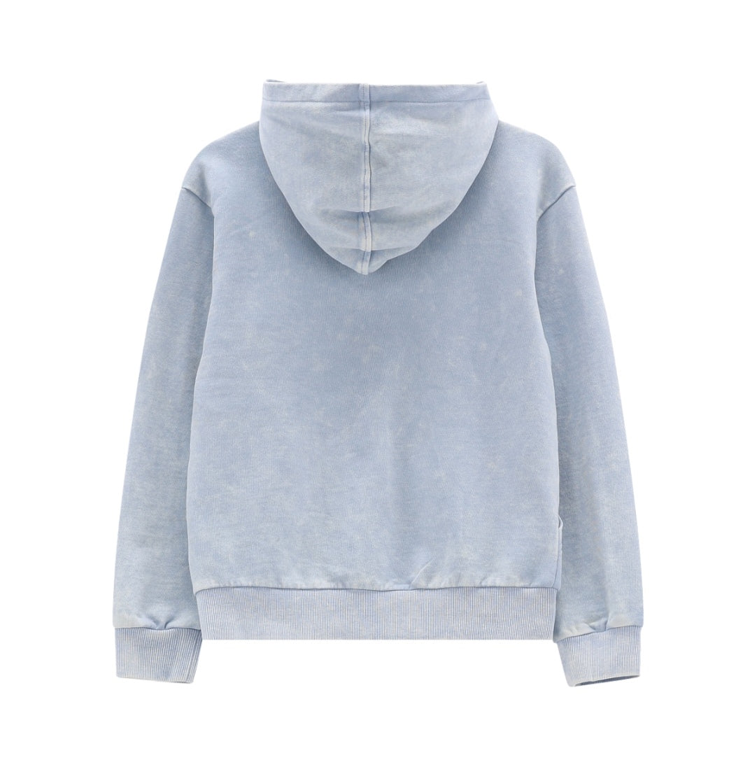 Felpa acidata full-zip con cappuccio per ragazzo