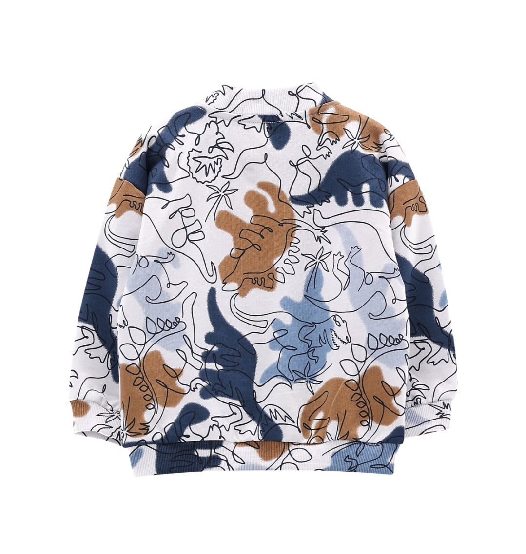Felpa full-zip con stampa allover per bimbo