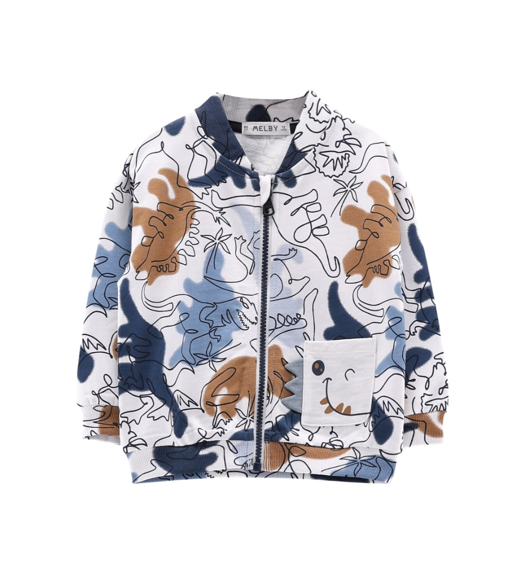 Felpa full-zip con stampa allover per bimbo