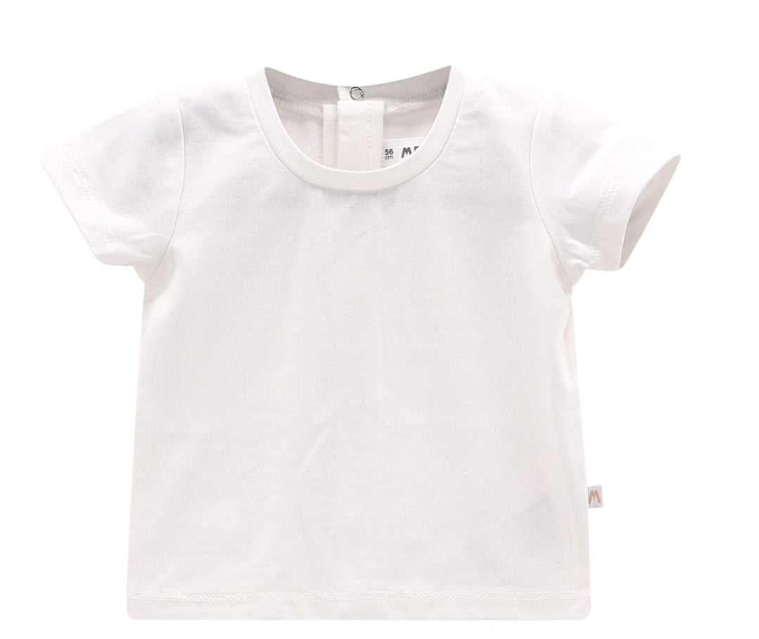 Completo unisex salopette e t-shirt color latte e vaniglia
