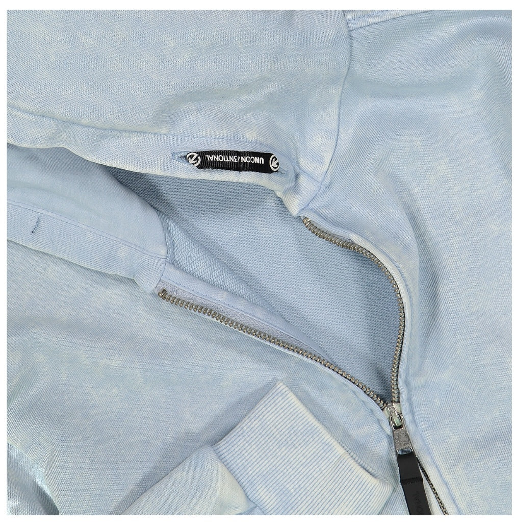 Felpa acidata full-zip con cappuccio per ragazzo