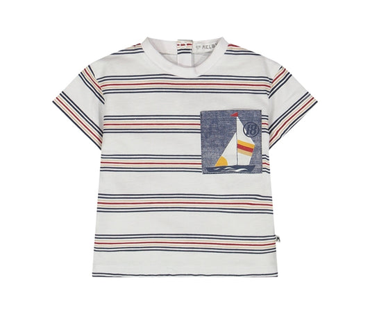 T-shirt rigata con taschino per bambino