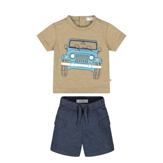 Completo con stampa jeep per neonato