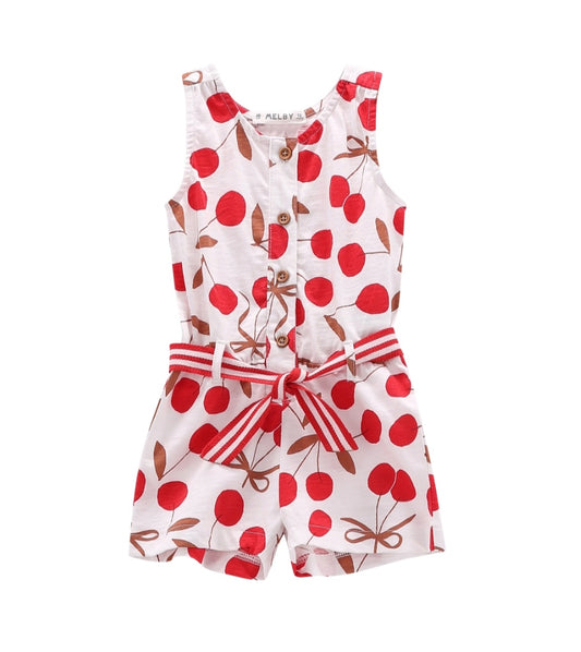 Tuta corta a ciliegie per bambina