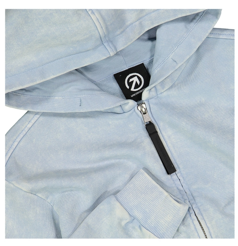Felpa acidata full-zip con cappuccio per ragazzo