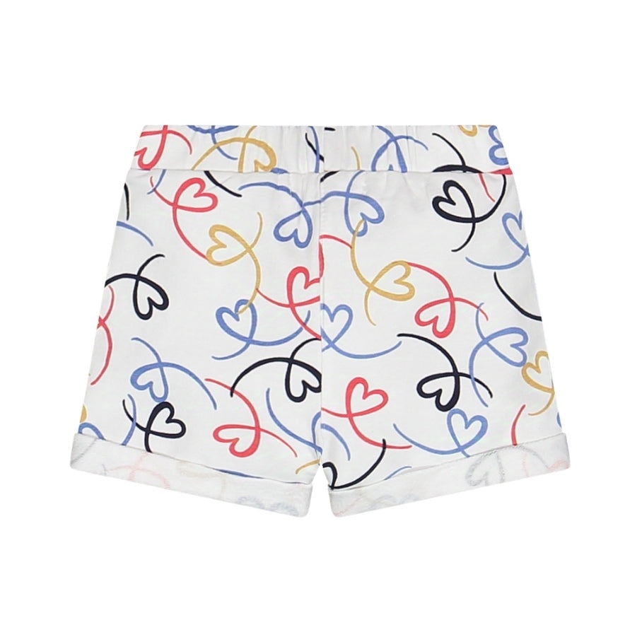 Shorts in felpa con cuoricini per bambina