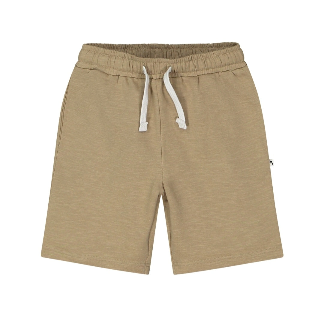 Bermuda in felpa fiammata per bambino color corda