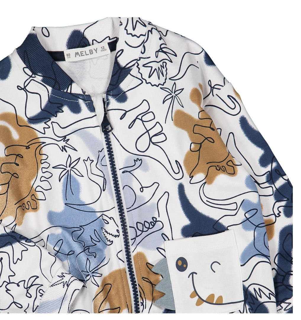 Felpa full-zip con stampa allover per bimbo
