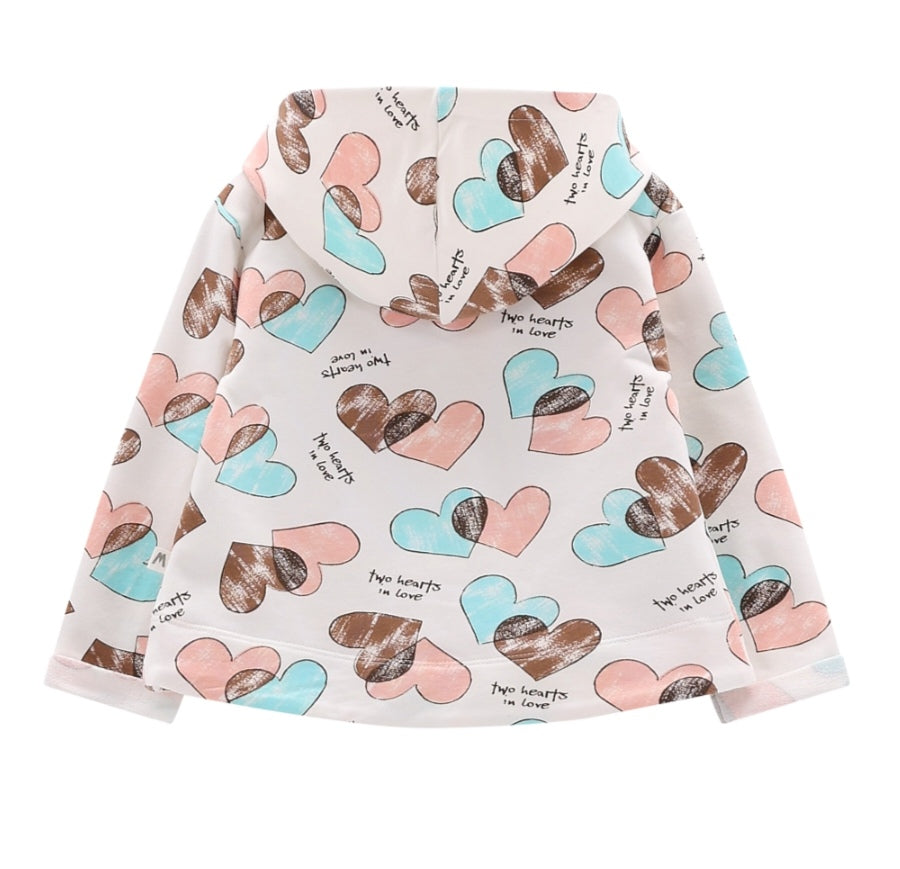 Felpa con cappuccio a cuori per bambina
