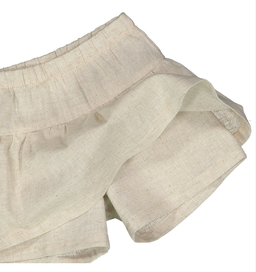 Completo in jersey stretch e misto lino per neonata