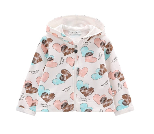 Felpa con cappuccio a cuori per bambina