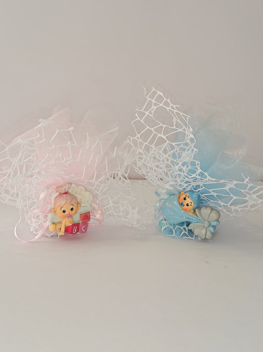 Sacchetto porta confetti con calamita per battesimo