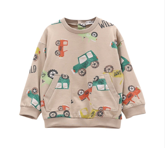 Felpa in cotone con macchinine per bambino