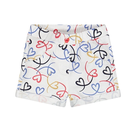 Shorts in felpa con cuoricini per bambina