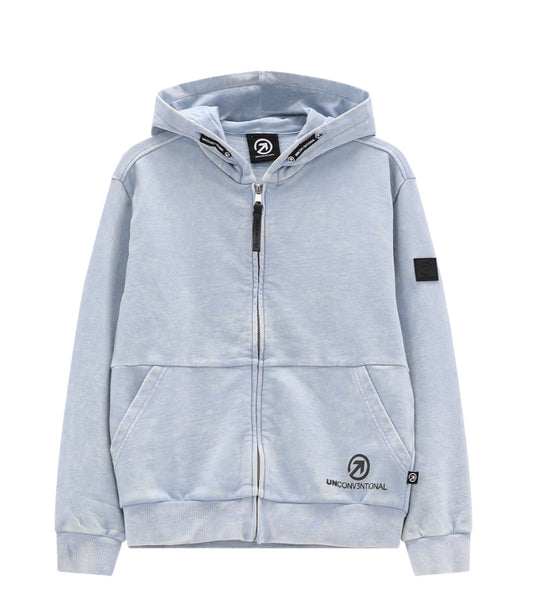 Felpa acidata full-zip con cappuccio per ragazzo